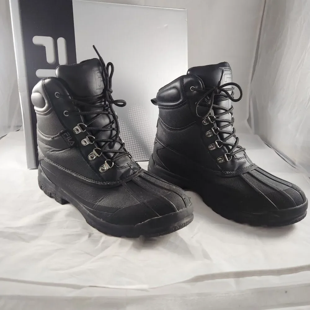 Fila Men's Sz 12 Weathertech Extreme Waterproof Duck Boots Black - Used w/ Box
